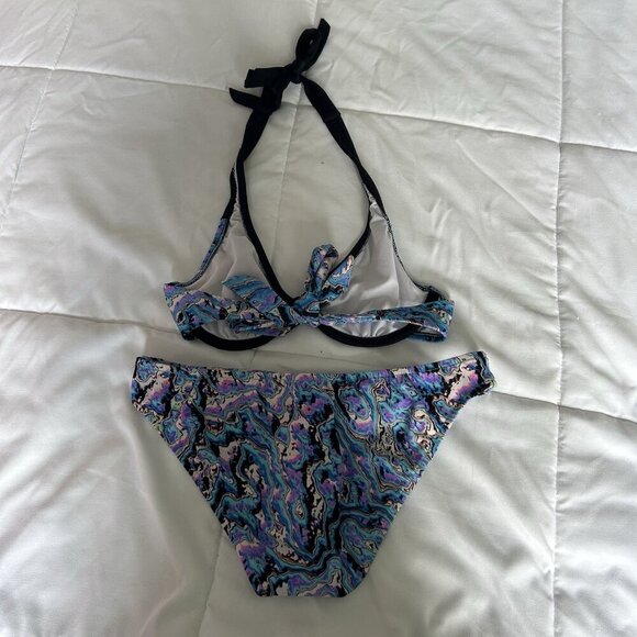 Vintage Venus Swimsuit Bikini Bathing Suit Blue Y2K 90 Womens 4 A Summer Beach - Picture 4 of 5